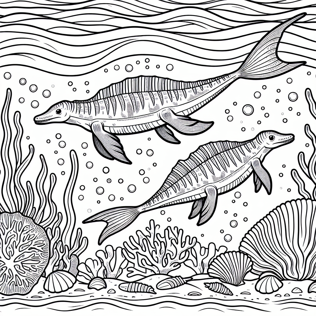 Ихтиозавр с малышом