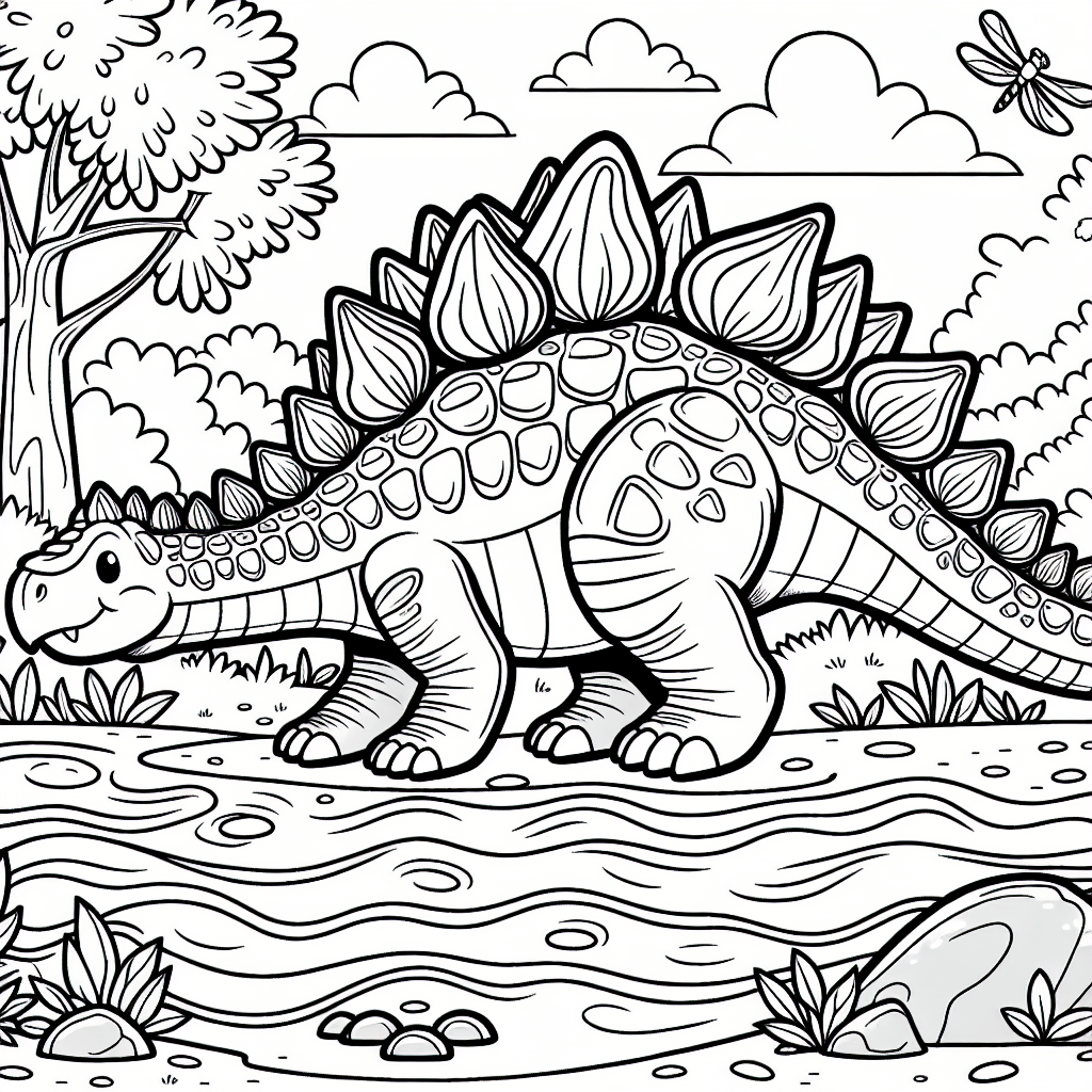 Стегозавр у реки