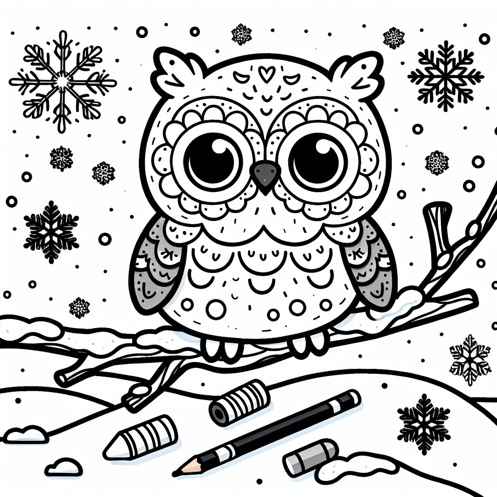 Белая сова на ветке